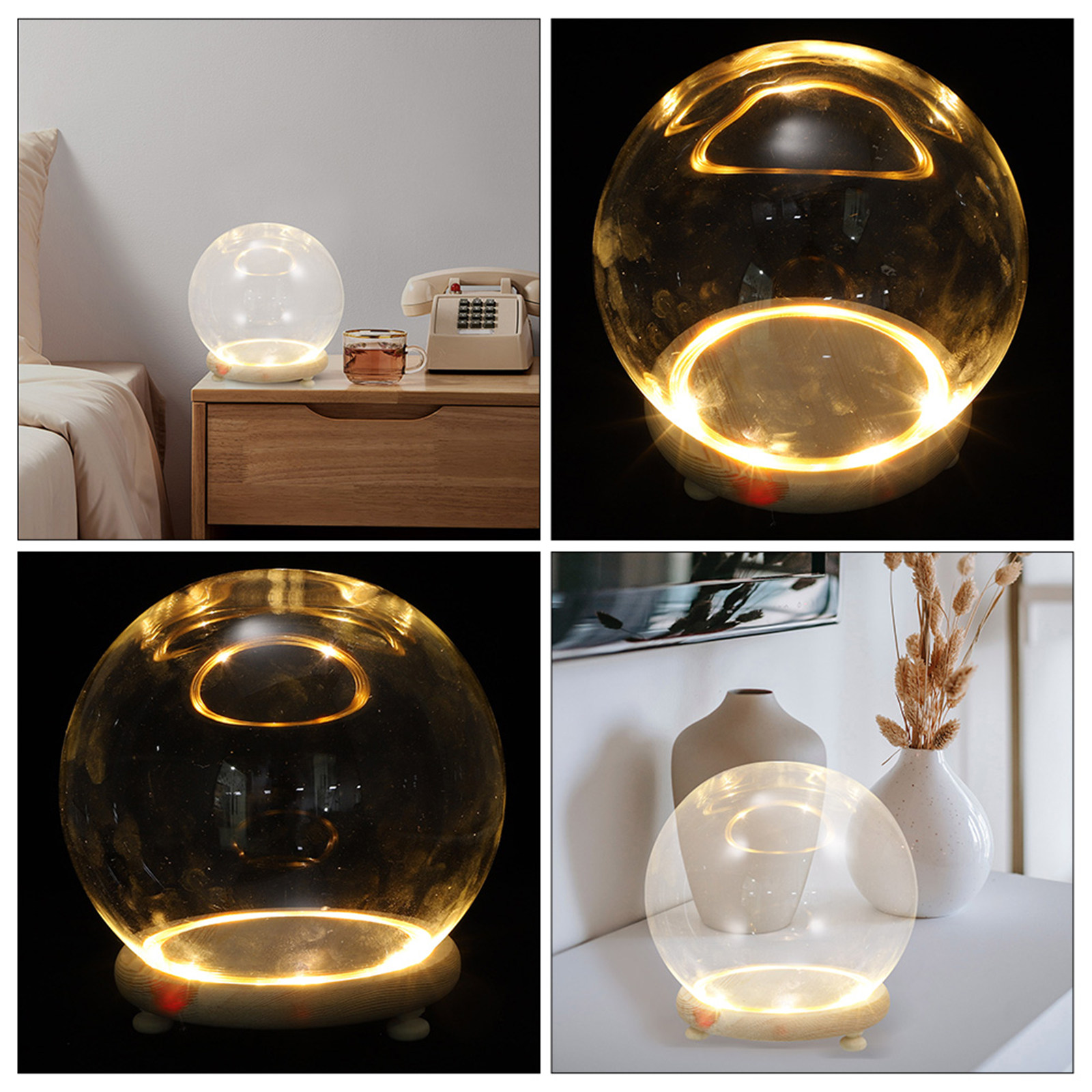 Plastic Dome Clear - Şeffaf Cam Kubbeli, Ahşap Tabanlı, Dekoratif