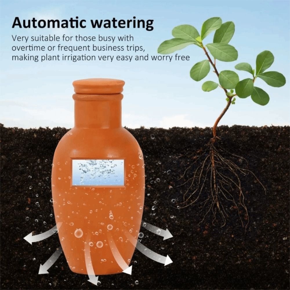 Self Watering Insert - 4 Adet Terracotta Malzemeli Otomatik Kendiliğinden